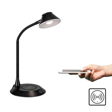 JUST LIGHT. 14414-18 - LED Dimmbare flexible Touch-Tischlampe mit kabellosem Laden PUCKI LED/4,5W/230V schwarz