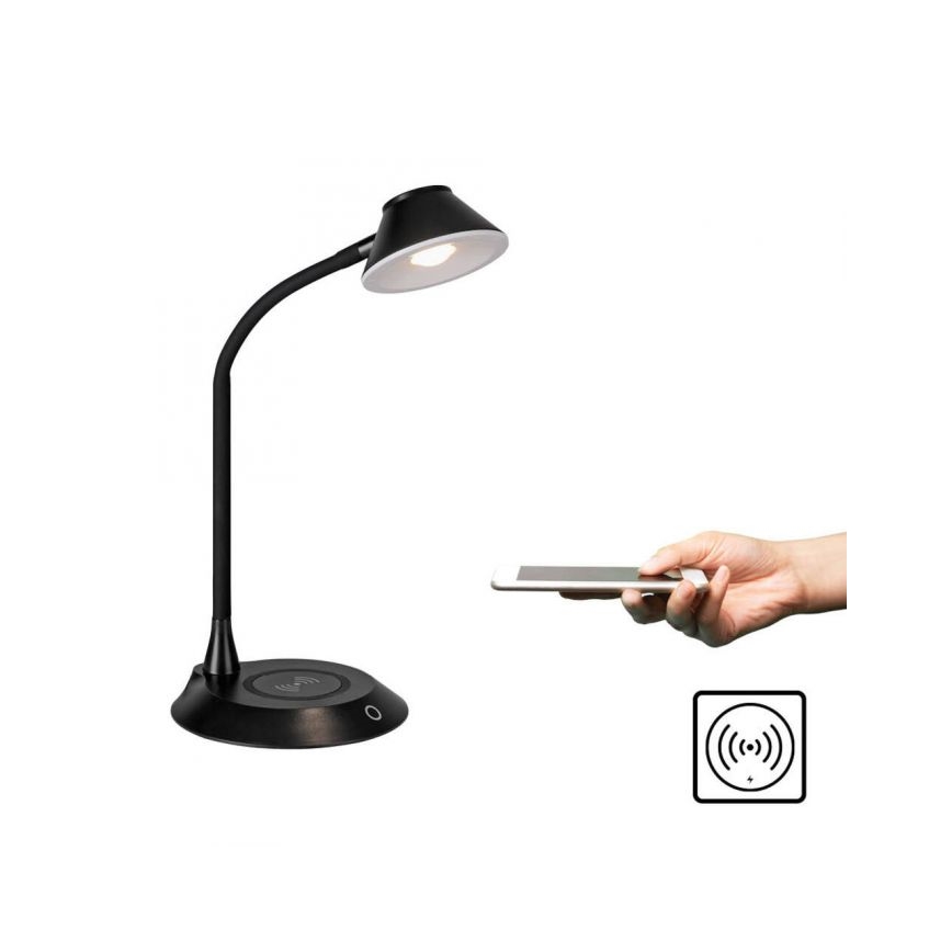 JUST LIGHT. 14414-18 - LED Dimmbare flexible Touch-Tischlampe mit kabellosem Laden PUCKI LED/4,5W/230V schwarz
