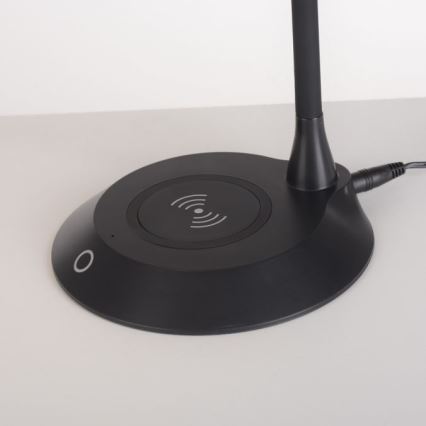JUST LIGHT. 14414-18 - LED Dimmbare flexible Touch-Tischlampe mit kabellosem Laden PUCKI LED/4,5W/230V schwarz