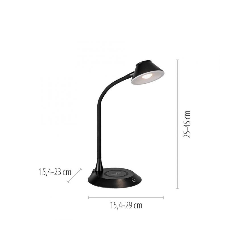 JUST LIGHT. 14414-18 - LED Dimmbare flexible Touch-Tischlampe mit kabellosem Laden PUCKI LED/4,5W/230V schwarz