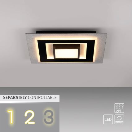 JUST LIGHT. 14439-21 - LED-Deckenleuchte CICHIO LED/18,5W/230V + LED/9W 40x40 cm schwarz
