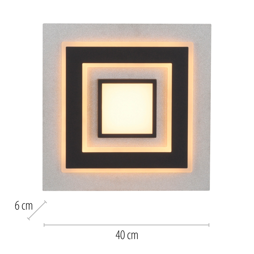 JUST LIGHT. 14439-21 - LED-Deckenleuchte CICHIO LED/18,5W/230V + LED/9W 40x40 cm schwarz