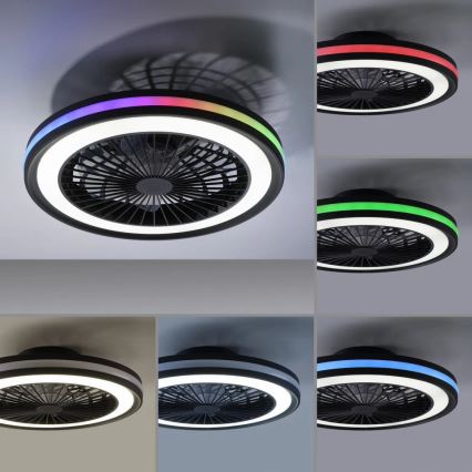 JUST LIGHT. 14649-18 - LED RGBW dimmbarer Deckenventilator mit Licht BRANDON LED/36W/230V 2700-5000K Ø 46,5 cm schwarz + Fernbedienung