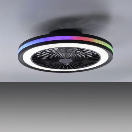 JUST LIGHT. 14649-18 - LED RGBW dimmbarer Deckenventilator mit Licht BRANDON LED/36W/230V 2700-5000K Ø 46,5 cm schwarz + Fernbedienung