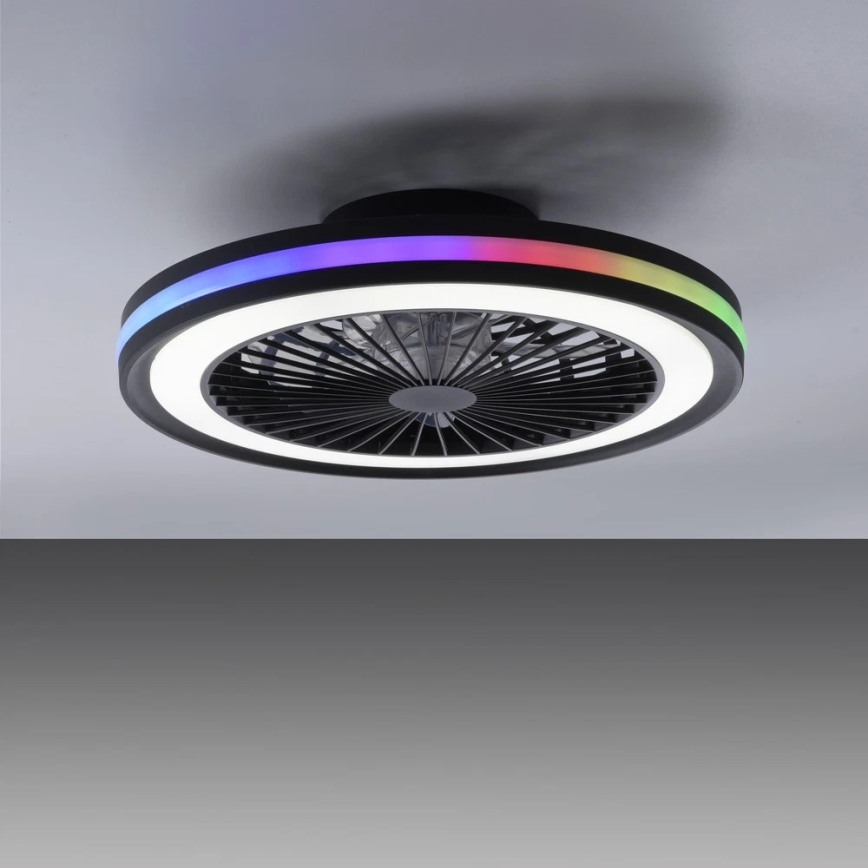 JUST LIGHT. 14649-18 - LED RGBW dimmbarer Deckenventilator mit Licht BRANDON LED/36W/230V 2700-5000K Ø 46,5 cm schwarz + Fernbedienung