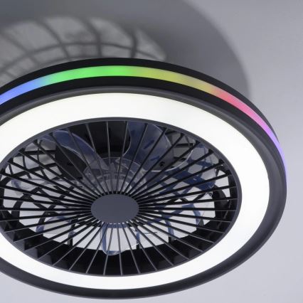 JUST LIGHT. 14649-18 - LED RGBW dimmbarer Deckenventilator mit Licht BRANDON LED/36W/230V 2700-5000K Ø 46,5 cm schwarz + Fernbedienung