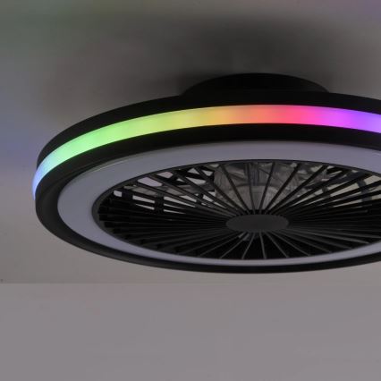 JUST LIGHT. 14649-18 - LED RGBW dimmbarer Deckenventilator mit Licht BRANDON LED/36W/230V 2700-5000K Ø 46,5 cm schwarz + Fernbedienung