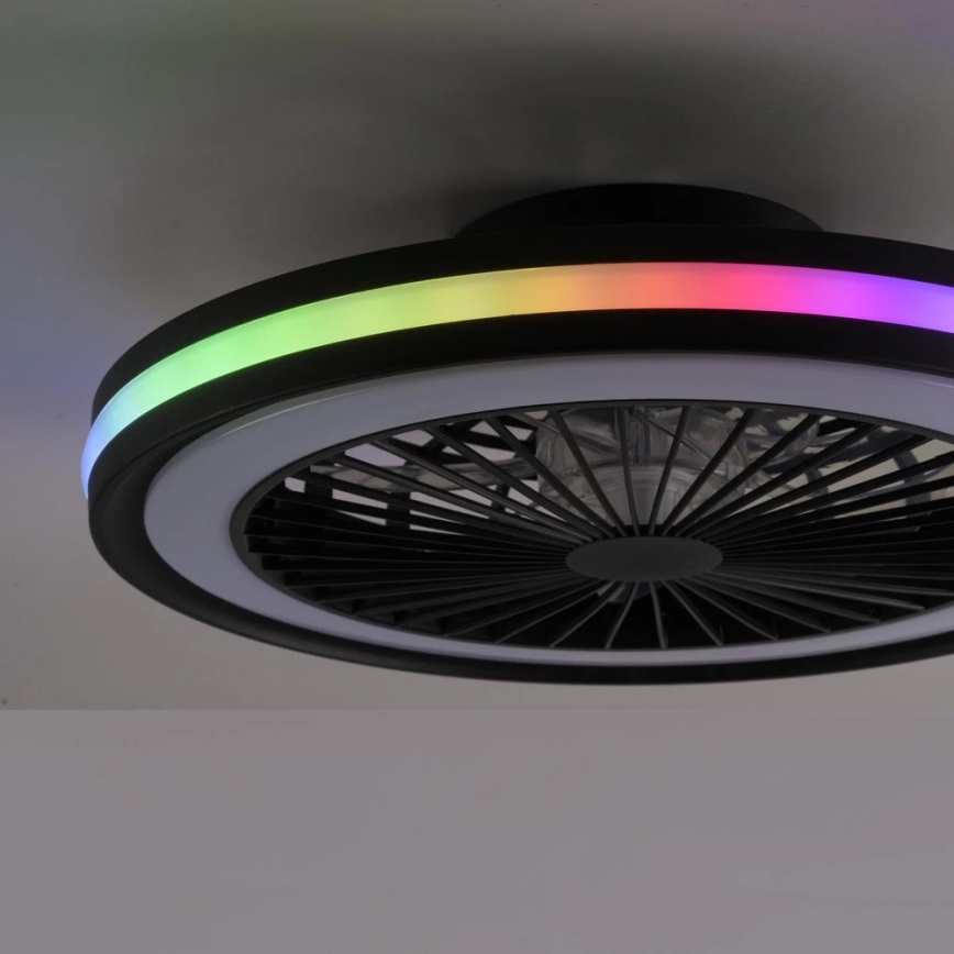 JUST LIGHT. 14649-18 - LED RGBW dimmbarer Deckenventilator mit Licht BRANDON LED/36W/230V 2700-5000K Ø 46,5 cm schwarz + Fernbedienung