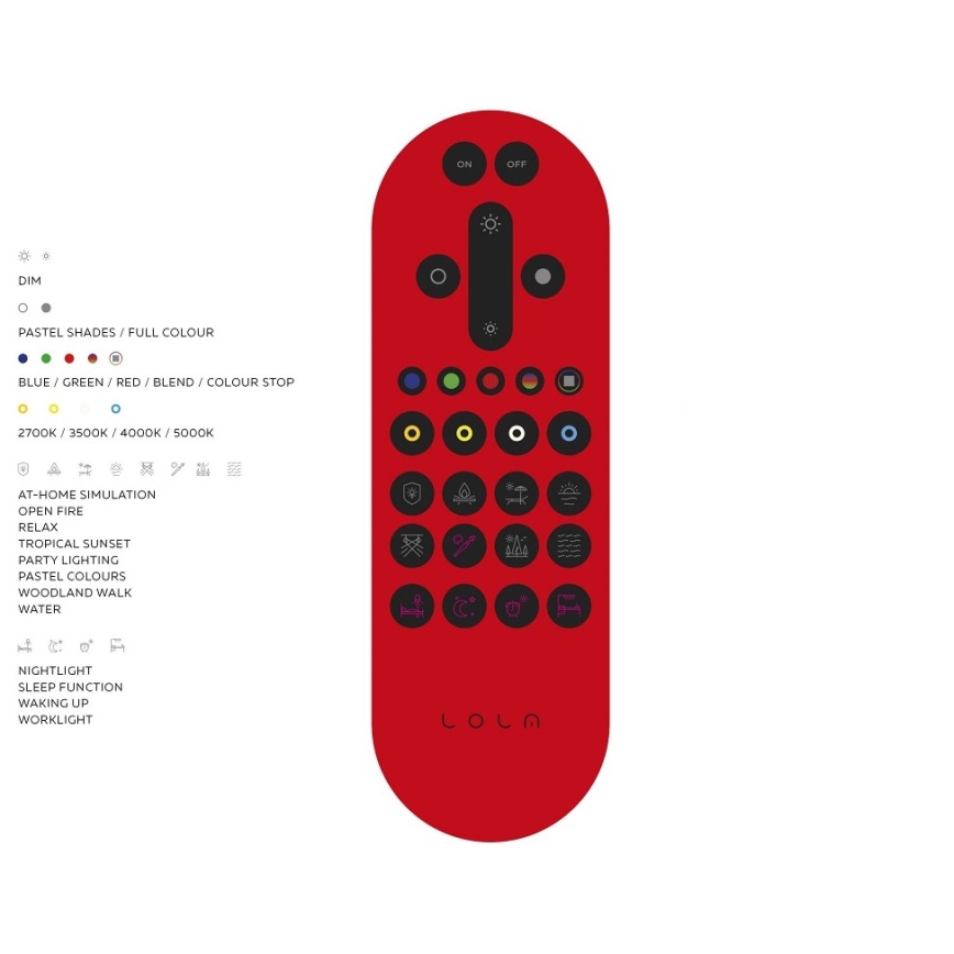 JUST LIGHT. 14680-16 - Dimmbares Anbaupanel (LED RGB) LOLA FLAT LED/18W/230V 2700-5000K + Fernbedienung