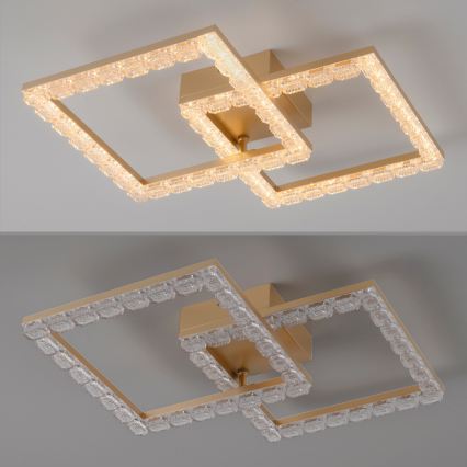 JUST LIGHT. 14732-60 - LED-Deckenleuchte GLITRA LED/17,5W/230V 37,6x37,6 cm goldfarben