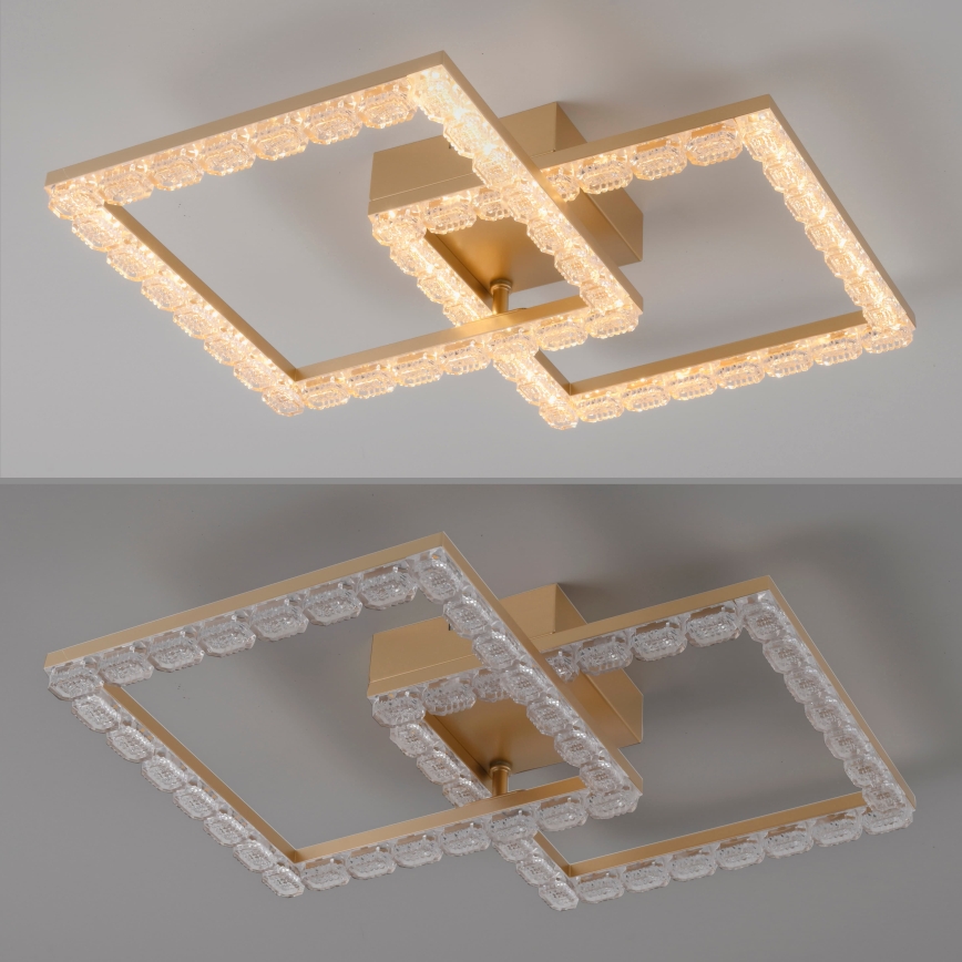 JUST LIGHT. 14732-60 - LED-Deckenleuchte GLITRA LED/17,5W/230V 37,6x37,6 cm goldfarben