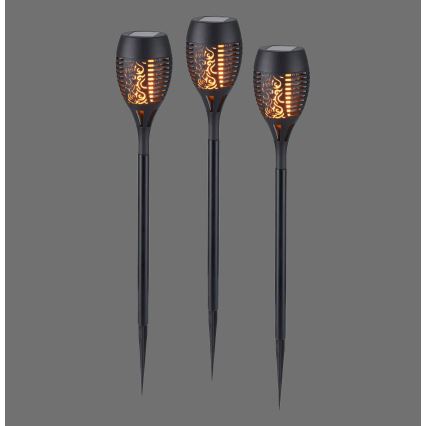 JUST LIGHT. 19106-18-3 - SET 3x LED-Solarleuchte FACKEL LED/0,24W/1,2V 200 mAh IP44 schwarz