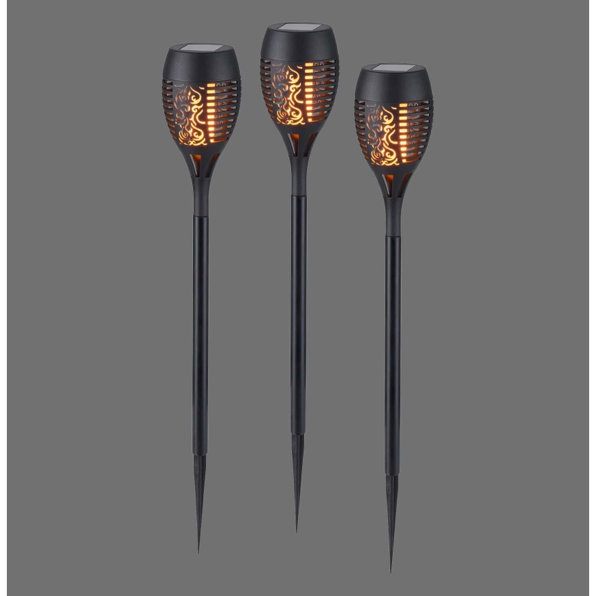 JUST LIGHT. 19106-18-3 - SET 3x LED-Solarleuchte FACKEL LED/0,24W/1,2V 200 mAh IP44 schwarz
