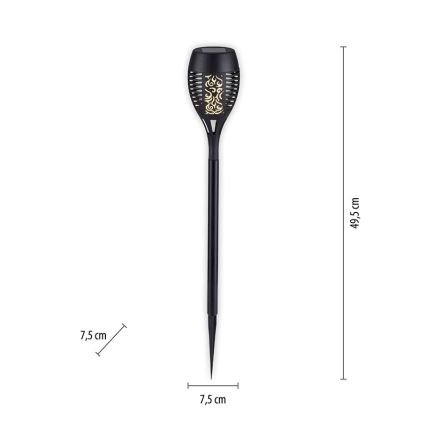 JUST LIGHT. 19106-18-3 - SET 3x LED-Solarleuchte FACKEL LED/0,24W/1,2V 200 mAh IP44 schwarz
