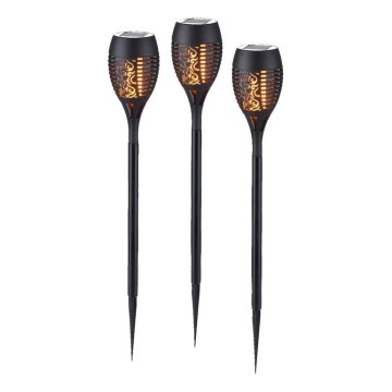 JUST LIGHT. 19106-18-3 - SET 3x LED-Solarleuchte FACKEL LED/0,24W/3,7V 200 mAh IP44 schwarz