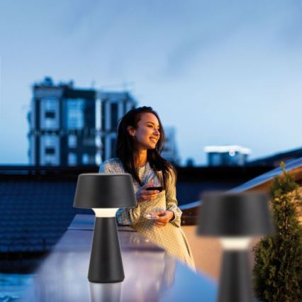 JUST LIGHT. 19260-18 - LED dimmbare Touch-Außenleuchte ABERA LED/3W/3,7V 2000 mAh USB IP54 schwarz