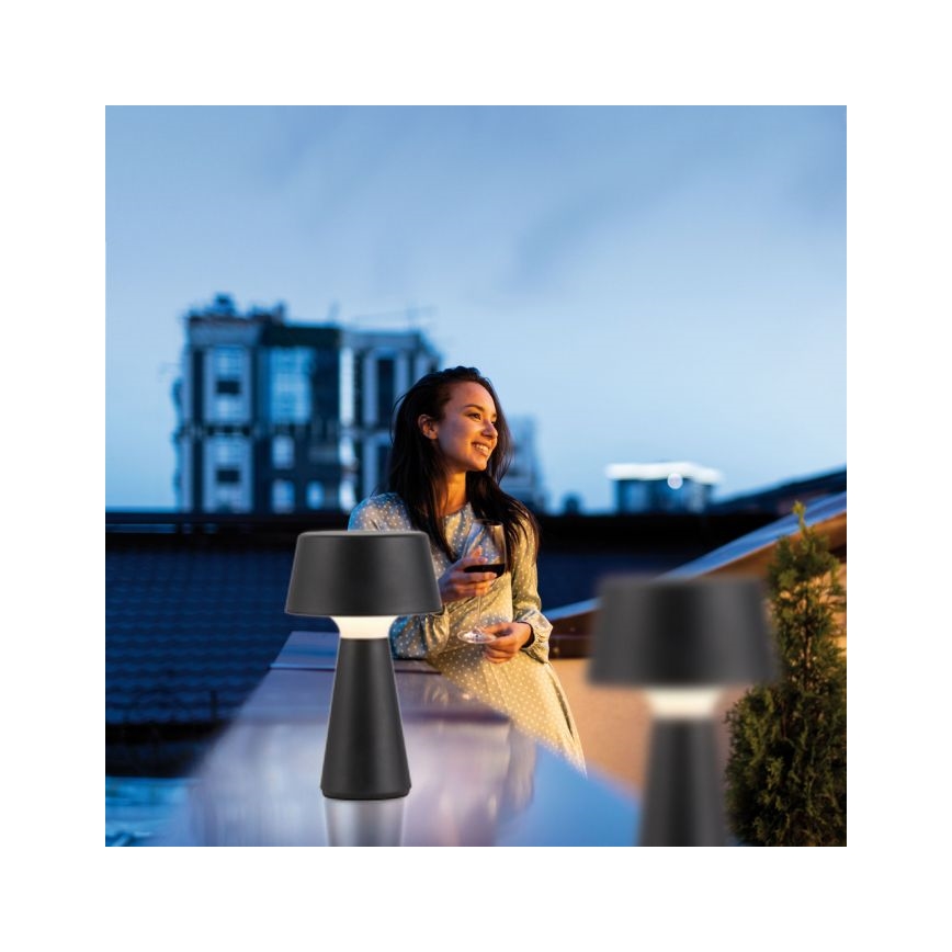 JUST LIGHT. 19260-18 - LED dimmbare Touch-Außenleuchte ABERA LED/3W/3,7V 2000 mAh USB IP54 schwarz