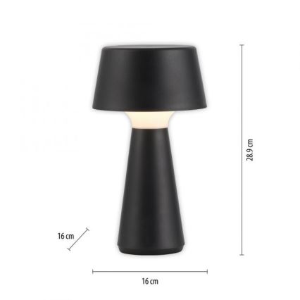JUST LIGHT. 19260-18 - LED dimmbare Touch-Außenleuchte ABERA LED/3W/3,7V 2000 mAh USB IP54 schwarz