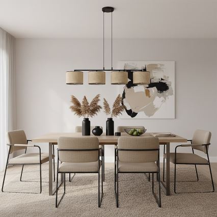 Kabel-Hängeleuchte ECO 4xE27/15W/230V beige/Rattan