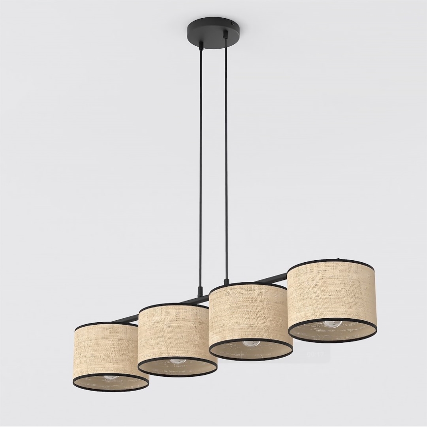 Kabel-Hängeleuchte ECO 4xE27/15W/230V beige/Rattan