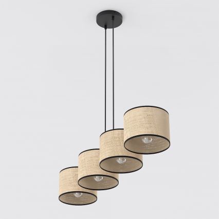 Kabel-Hängeleuchte ECO 4xE27/15W/230V beige/Rattan