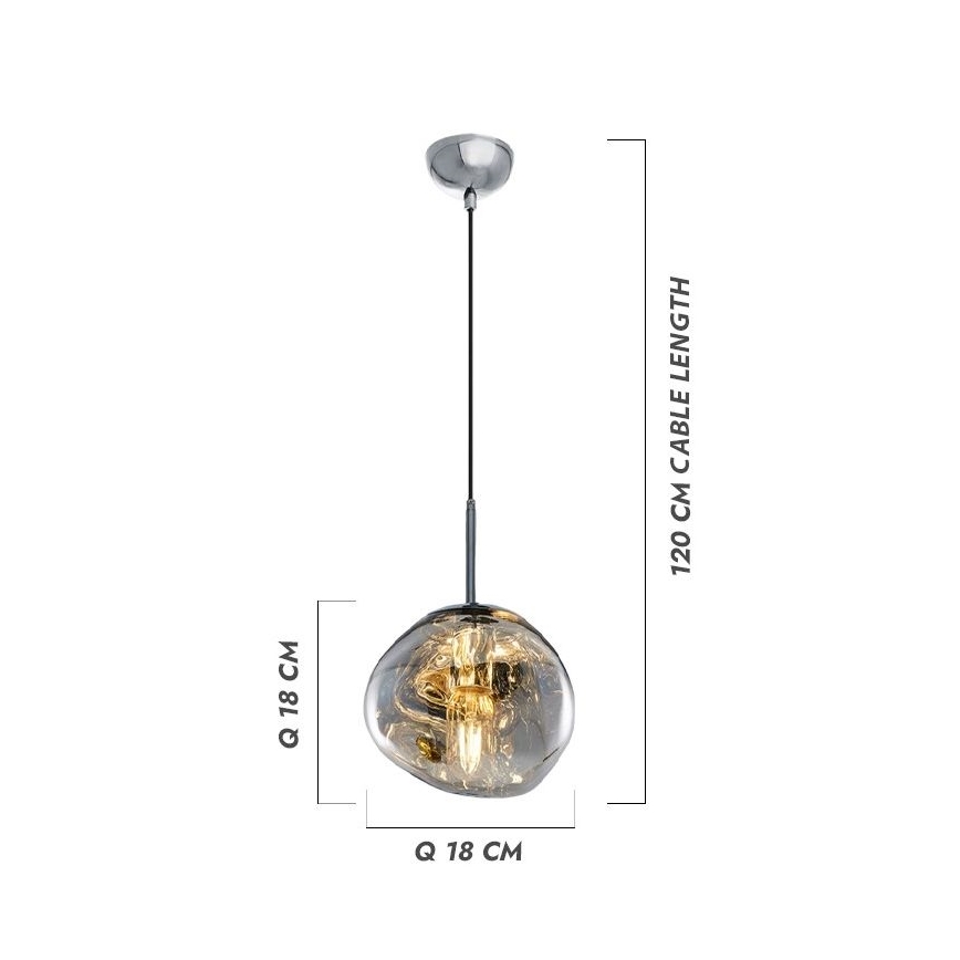 Kabel-Pendelleuchte CRUMPLED, 1xE27/24W/230V, Ø 18 cm, rauchgrau