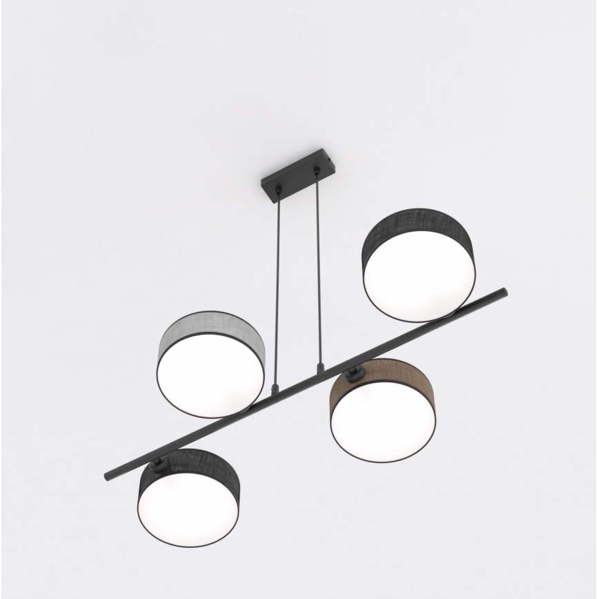 Kabel-Pendelleuchte DRUMZ 4xE14/10W/230V schwarz/braun/grau