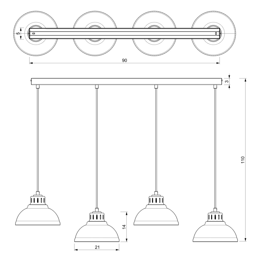 Kabel-Pendelleuchte SVEN 4xE27/15W/230V burgunderrot