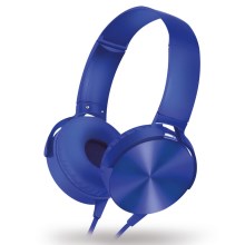 Kabelgebundene Kopfhörer mit Mikrofon blau