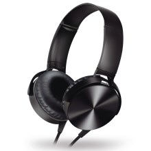 Kabelgebundene Kopfhörer mit Mikrofon schwarz