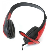 Kabelgebundener Kopfhörer mit Mikrofon rot