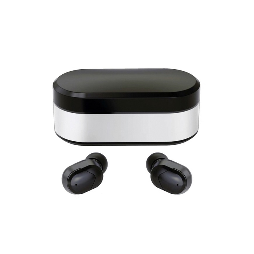 Kabellose SPORT-Kopfhörer Bluetooth V5.0 + LED-Ladestation Schwarz 300 mAh + 2x 40 mAh