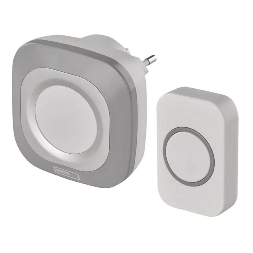 Kabellose Steckdosen-Türklingel 230V + 1xCR2032 IP44 grau