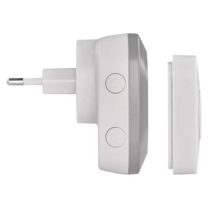 Kabellose Steckdosen-Türklingel 230V + 1xCR2032 IP44 grau