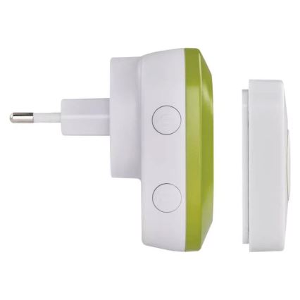 Kabellose Steckdosen-Türklingel 230V + 1xCR2032 IP44 grün
