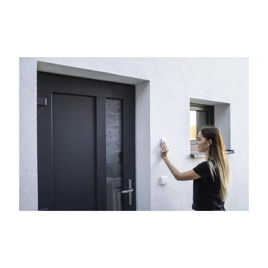 Kabellose Steckdosen-Türklingel 230V + 1xCR2032 IP44 weiß