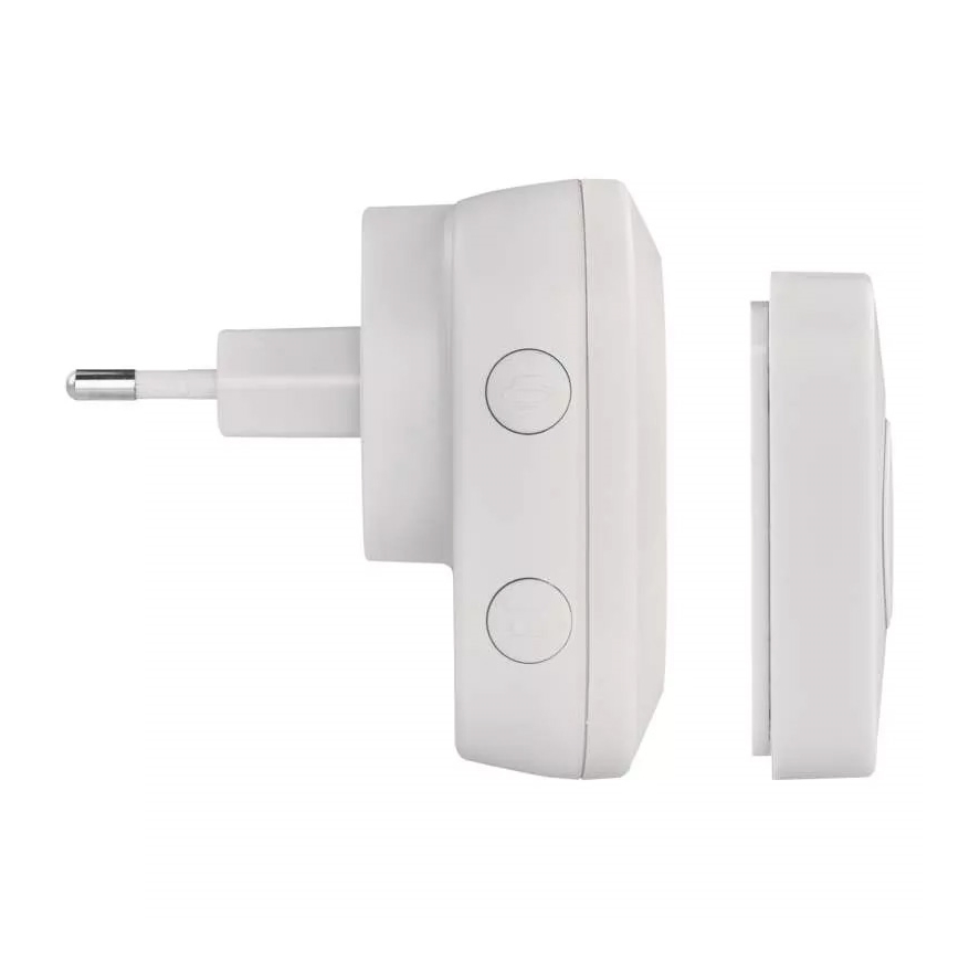Kabellose Steckdosen-Türklingel 230V + 1xCR2032 IP44 weiß