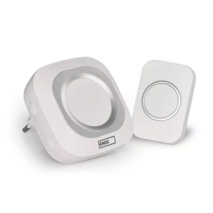 Kabellose Steckdosen-Türklingel 230V + 1xCR2032 IP44 weiß