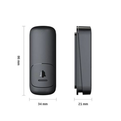 Kabellose Steckdosen-Türklingel kinetisch 230V schwarz