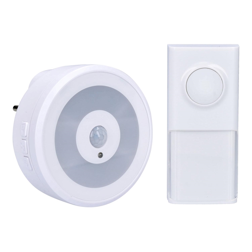 Kabellose Türklingel mit LED-Beleuchtung und Bewegungssensor für 230V-Steckdose IP55