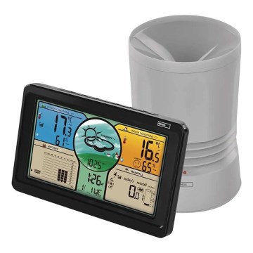 Kabellose Wetterstation mit Farb-LCD-Anzeige und Niederschlagsmesser 3xAAA schwarz