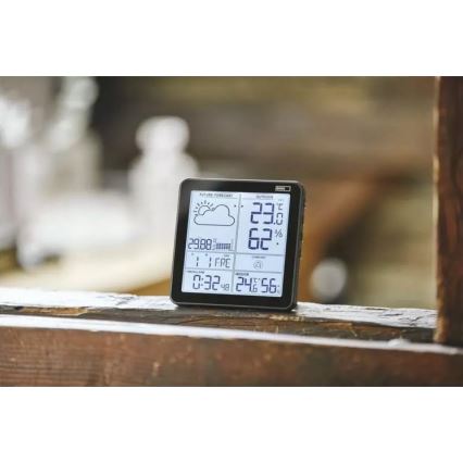 Kabellose Wetterstation mit Wecker 3xAA + 2xAAA schwarz