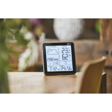 Kabellose Wetterstation mit Wecker 3xAA + 2xAAA schwarz