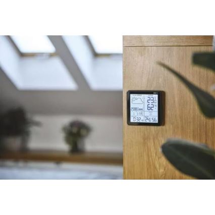 Kabellose Wetterstation mit Wecker 3xAA + 2xAAA schwarz