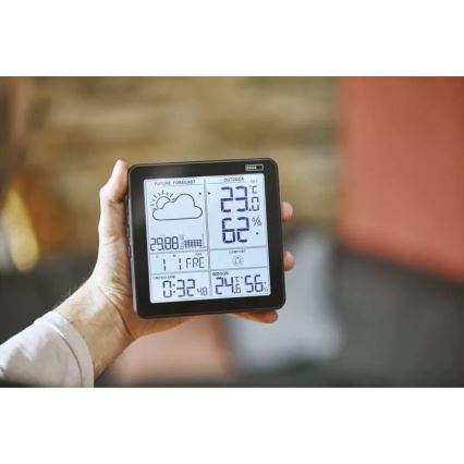 Kabellose Wetterstation mit Wecker 3xAA + 2xAAA schwarz