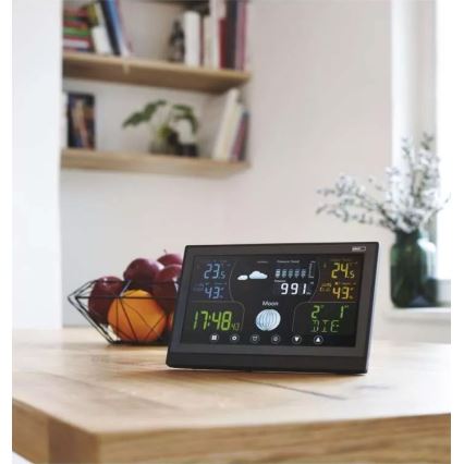 Kabellose Wetterstation mit Wecker 3xAAA/5V + 2xAAA schwarz