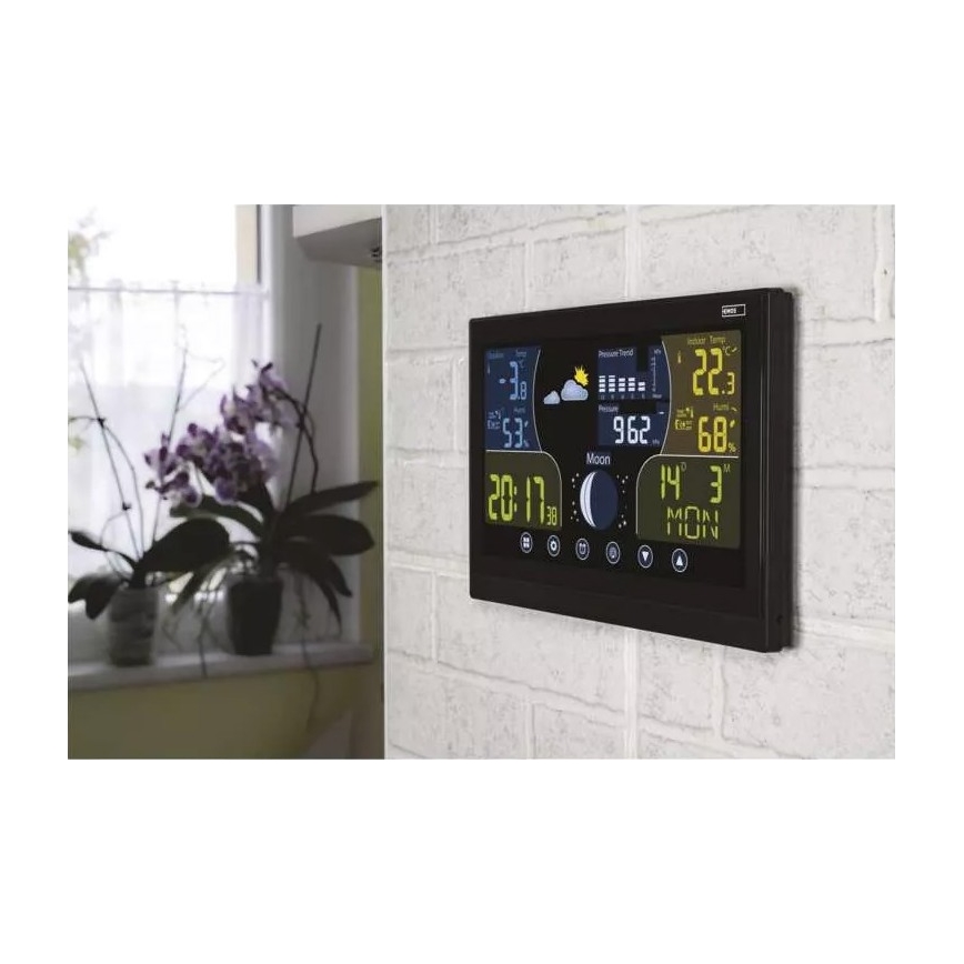 Kabellose Wetterstation mit Wecker 3xAAA/5V + 2xAAA schwarz