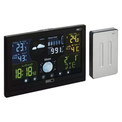 Kabellose Wetterstation mit Wecker 3xAAA/5V + 2xAAA schwarz