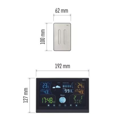 Kabellose Wetterstation mit Wecker 3xAAA/5V + 2xAAA schwarz