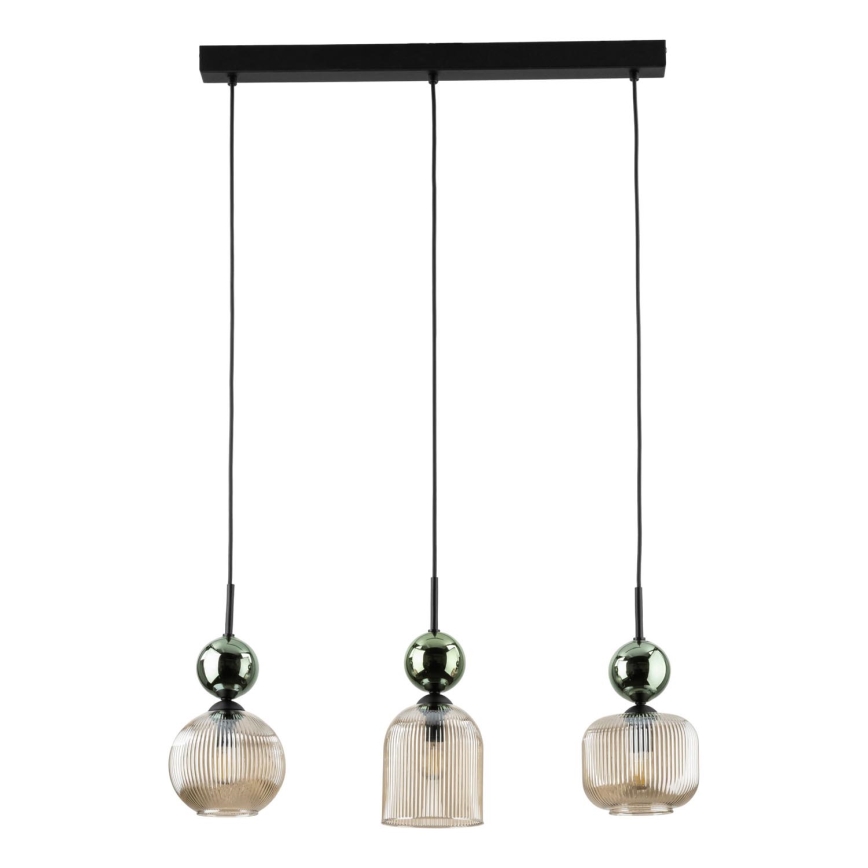 Kabelpendelleuchte SOPHIA 3x E14/10W/230V, schwarz/grün/rauchiges Beige